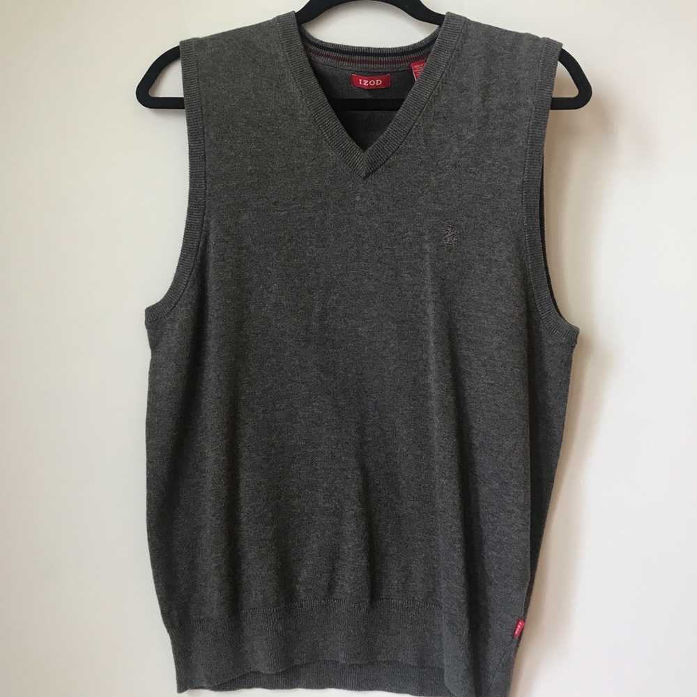 IZOD Men’s Sweater Vest V-neck Gray